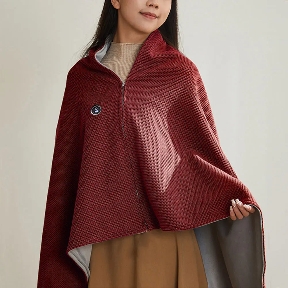 Wearable Heating Electric Blanket Shawl with 5000mAh Power Bank USB Heated Blanket Shawl Heated Shawl for Home Office