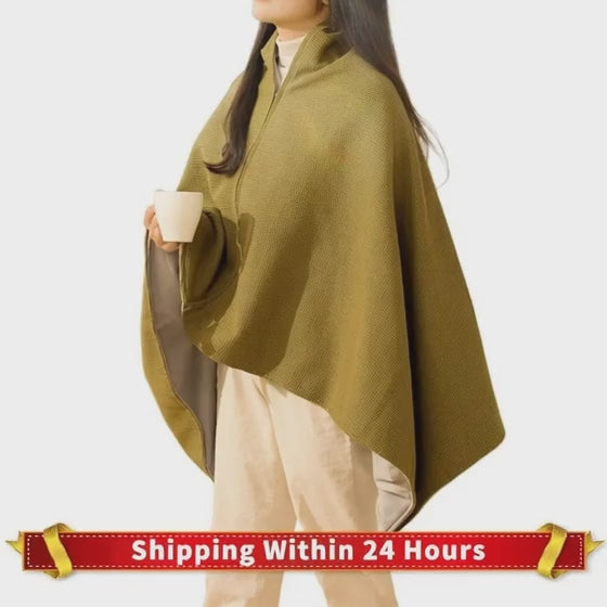 Wearable Heating Electric Blanket Shawl with 5000mAh Power Bank USB Heated Blanket Shawl Heated Shawl for Home Office